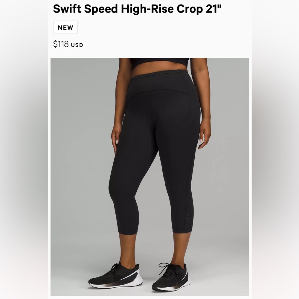 Lululemon Swift Speed High-Rise Crop 21" in BLACK
